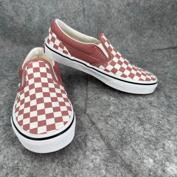VANS Girl’s Boy’s Classic Slip On Shoes Rosette Pink Checkerboard Size 3 New 347 - Picture 1 of 9